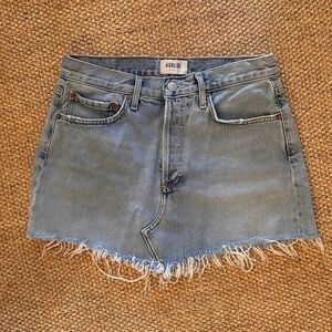 Agolde Parker Angled Denim Jean Skirt Raw Edge Organic Cotton Size 27 4 EUC